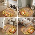 thumbnail image 5 of Round Area Rugs 5Ft, Thanksgiving Non-Slip Washable Circle Rugs Carpet, Fall Pumpkin Maple Cones Sunflowers Wood Grain Indoor Outdoor Rug Floor Mats Throw Runner for Bedroom Living Room Bathroom, 5 of 8
