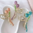 thumbnail image 5 of US 1~2 Pack Tulip Floral Enamel Large Metal Hair Claw Flower Blossom Hair Clips, 5 of 5