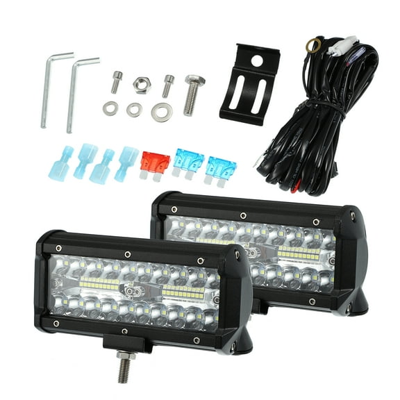 Universal Flood Spot Combo Driving Fog Lights for Offroad 16AWG 38LED 120W 12-24V 6.5" Aluminium Black