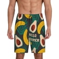 thumbnail image 1 of Balery Banana And Avocado Pantalones cortos de pijama de punto de algodón para hombre con cinturilla y bolsillos-Medium, 1 of 6