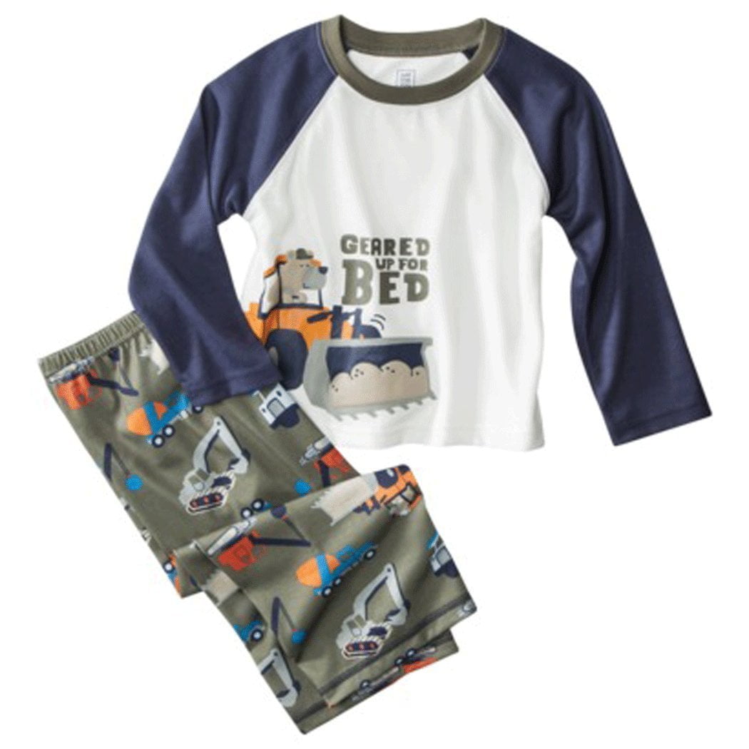 Boy's Pajamas Lot of 2 Digger Geared Up for Bed Carters Long Sleeved 12 mos. 
