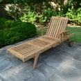 thumbnail image 3 of Ash & Ember Grade A Teak Reclining Sun Lounger with Armrests, Four Adjustable Backrest Position, Fold-Up Knee Positions, Pull-Out Tray, Outdoor Solid Wood Patio, Weather-Resistant, Chaise, Wheels, 3 of 6