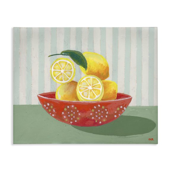 Stupell Industries Sunny Lemons in Red Bowl Canvas Wall Art, design by Rachael Reese