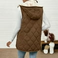 thumbnail image 5 of Hueook Vest for Women Sleeveless Hooded Puffer Jacket Lightweight Quilted Jackets Winter Warm Zip Up Coat Long Puffer Outerwear Brown S, 5 of 8