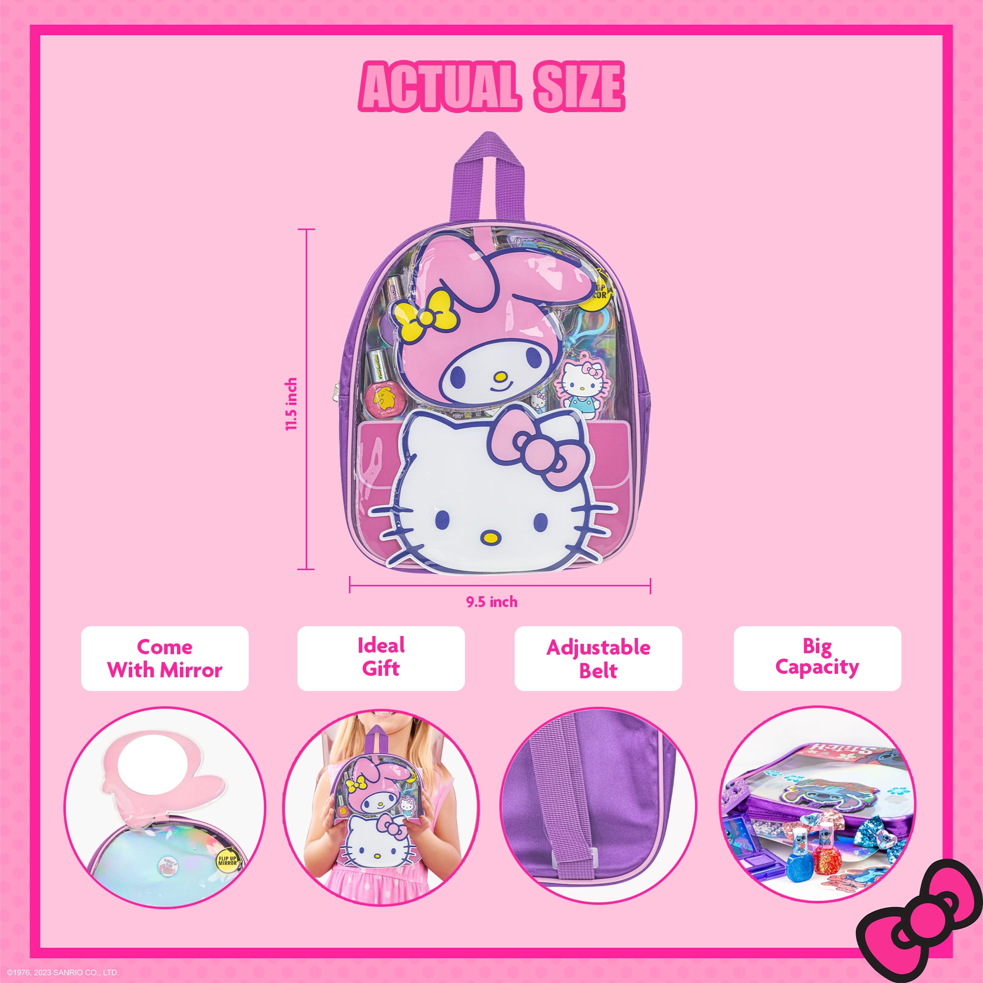 Hello Kitty and Friends Cosmetic Gift Bag, Lip, Nail, and Hair Accessories, Kids Ages 3+