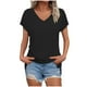 thumbnail image 1 of Tops de Manga Corta para las Mujeres Suelto Ajuste Cuello en V Manga Raglan Hendidura, Moda Blusa Sólida para el Hogar Y Diario, 1 of 9