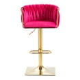 thumbnail image 6 of Bar Stools Set of 2, Swivel Barstools with Back and Widen Metal Base, Adjustable Height Island Chairs, Velvet Kitchen Stools, Rose Red, 6 of 9
