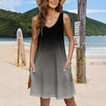 thumbnail image 5 of Hvot&aat Women 2025 Summer Gradient V Neck Tank Dresses Loose Beach Cover Up Sundress Casual Sleeveless Mini Dress with Pockets, 5 of 5