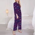thumbnail image 2 of KLL Dandelions Flowers With Dragonflies Print Women's Long Sleeve Pajamas with Pants Sleepwear Loungewear 2 Set-Large, 2 of 8