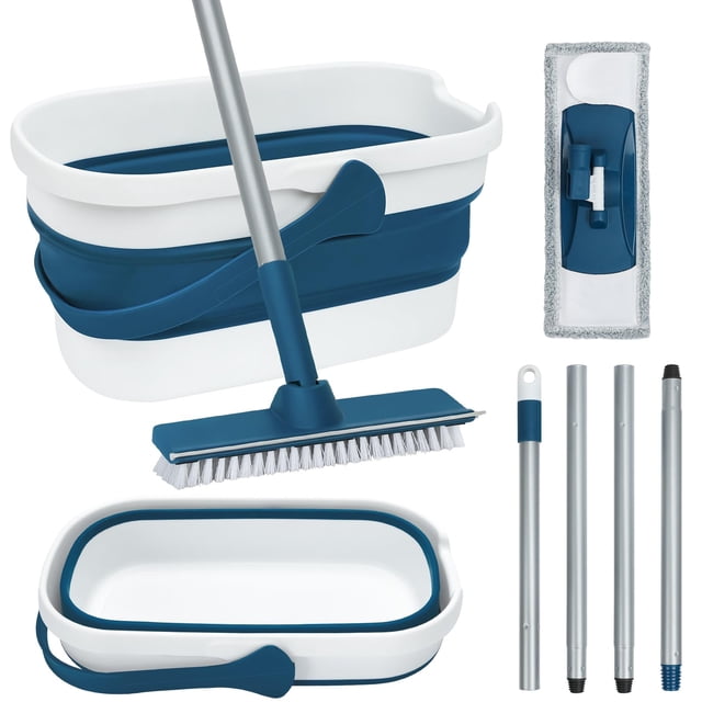 Set de mopa y balde TrueEye, plegable, con fregador y cepillo