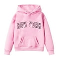 thumbnail image 4 of Hoodie City Name Letter Print Pink Hoodie Long Sleeve Casual Basic Pullover Sweatshirt Hoodie Fall Winter Clothes Toddler Boys Clothes 4T, 4 of 7