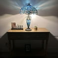 thumbnail image 3 of TiffanyTable Lamp Blue Stained Glass Shade And Base Dragonfly LED Bulbs Included for Living Room Bedroom Bedside 16"W*16"D*24"H, 3 of 5