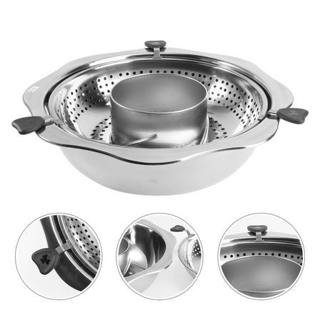 Toyandona Stainless Steel Rotating Hot Pot for Home Use Non Stick Cooking Pot with Heat Retention and Easy Cleaning