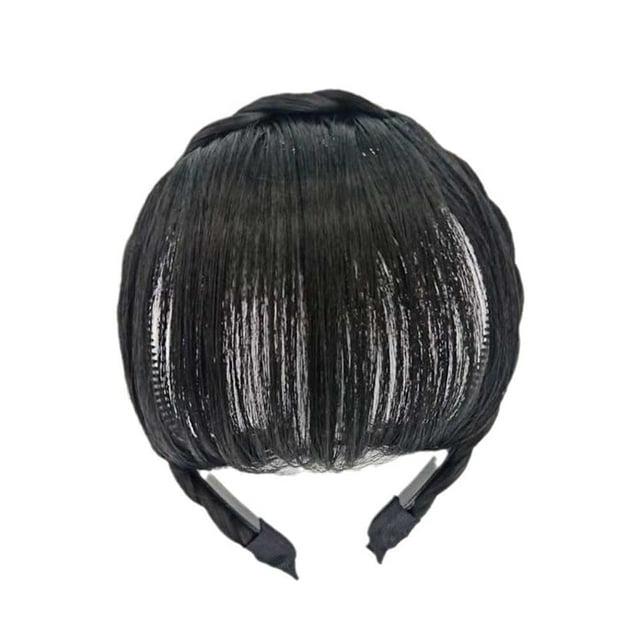 JJLFresheners Flequillo falso natural pieza de pelo clip peluca larga banda de pelo sintético flequillo diadema diademas para mujeres (marrón oscuro 1)