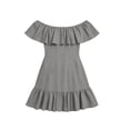 thumbnail image 6 of Bxsruta Women's Off the Shoulder Ruffle Hem Mini Dress Casual Summer Fit and Flare Short Sleeve Party Dress Pull on Flowy Breathable Lightweight Daily Wear Vacation Outfit, 6 of 7