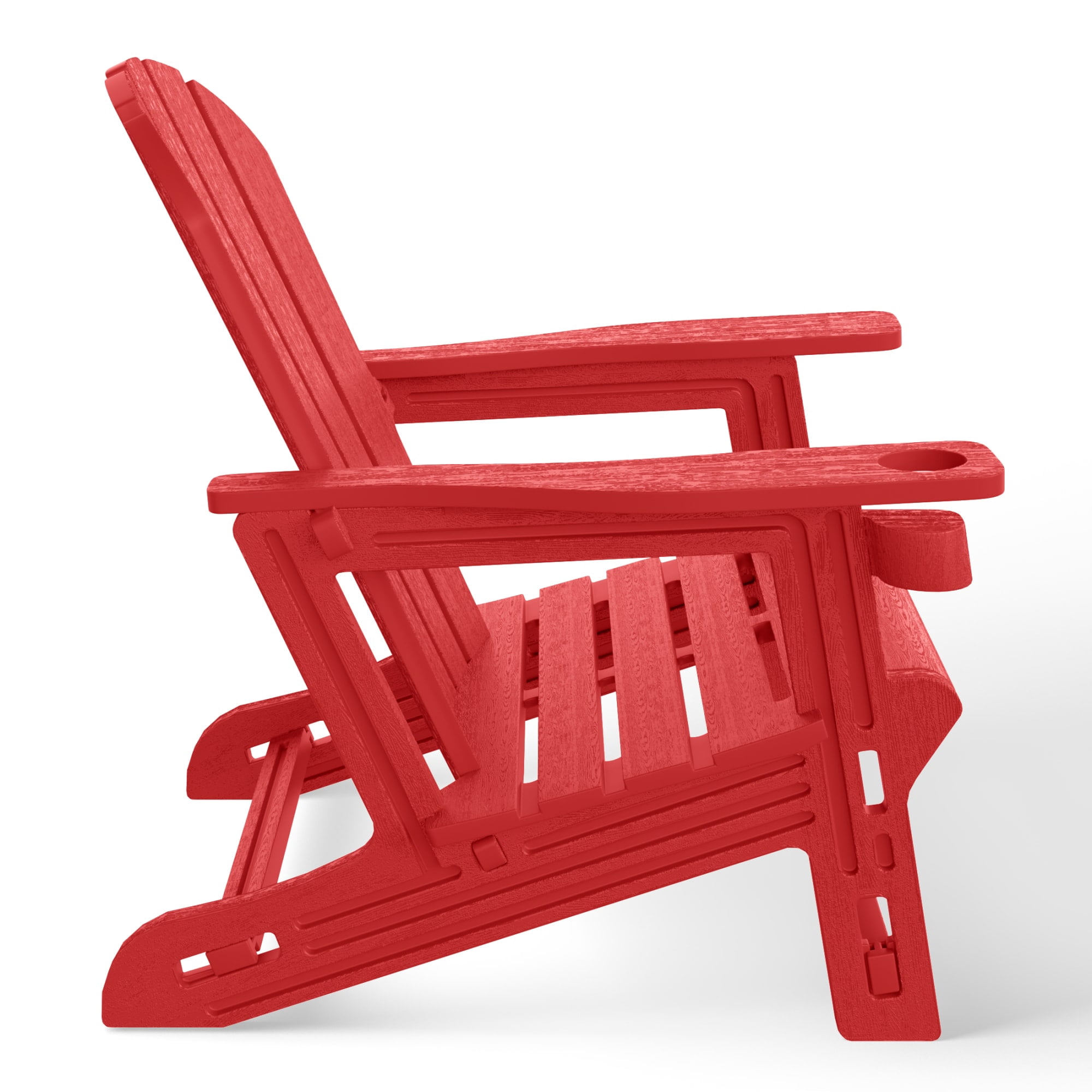 WestinTrends Tool-Free Assembly Outdoor Patio HDPE Plastic Adirondack Chair with Cup Holder, Red