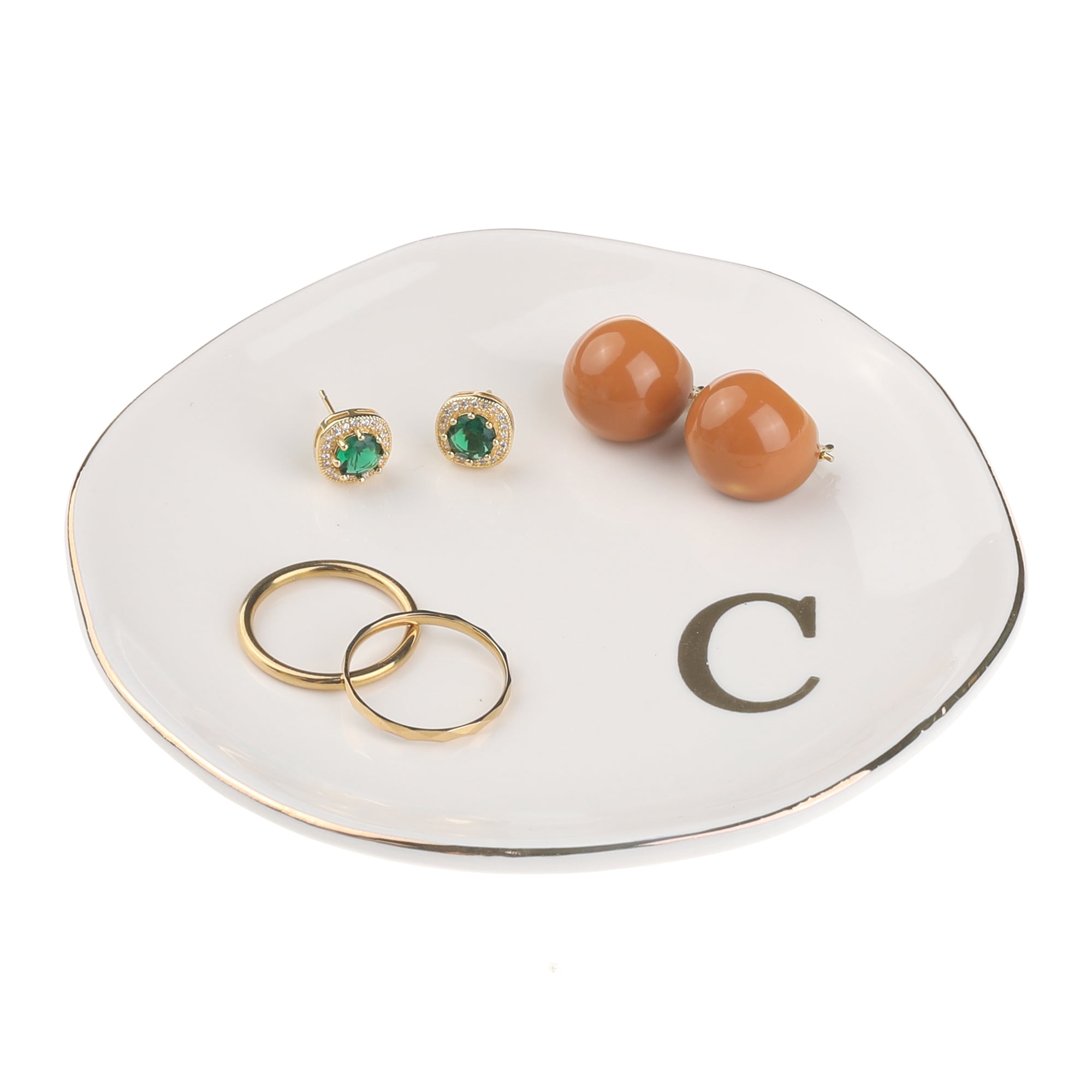 Unique Bargains Ceramic Jewelry Tray Decorative Trinket Dish Gifts Jewelry Boxes White-C