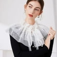 thumbnail image 3 of Adjustable Lace Trimmed Mesh Neck Scarf Cape With Ties Fashionable Collar For Women Turtle Neck Dickey Dickey Turtleneck Womens Dickey Colla Shirt Top Pan Dickey Detachable Shirt False Shirt Long, 3 of 5