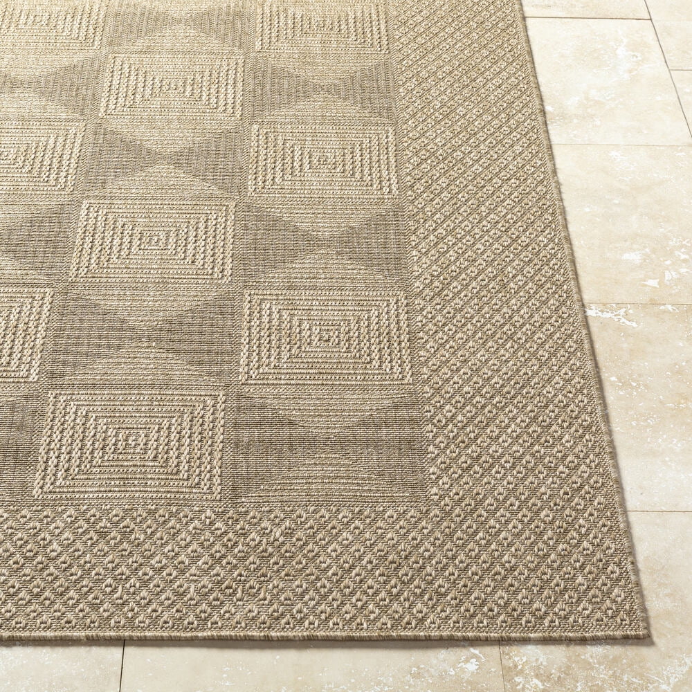 Livabliss Outdoor Rugs, 5x7 Sandra Cottage Beige Area Rug for Patio, Porch, Deck, Backyard, Waterproof Indoor Outdoor Carpet (5'3" x 7')