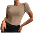 thumbnail image 1 of Blusa superior sexy de manga corta sólida con cuello redondo de verano para mujer con estilo OAVQHLG3B Store lin121212, 1 of 5