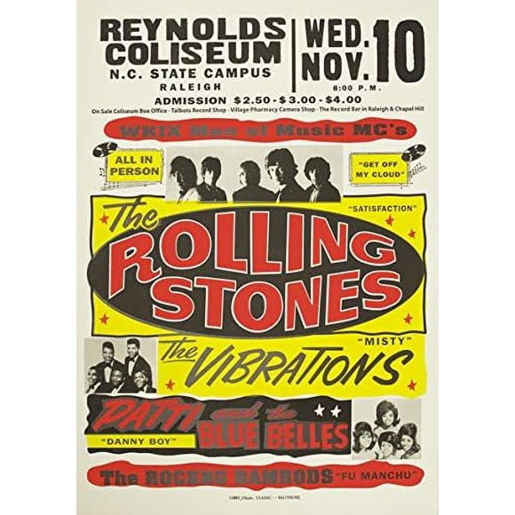 YCCJ-RR13 Vintage Rolling Stones Rock & Roll Concert Gig Band Advertisement Poster Print - A4 (297 x 210mm) 11.7" x 8.3"