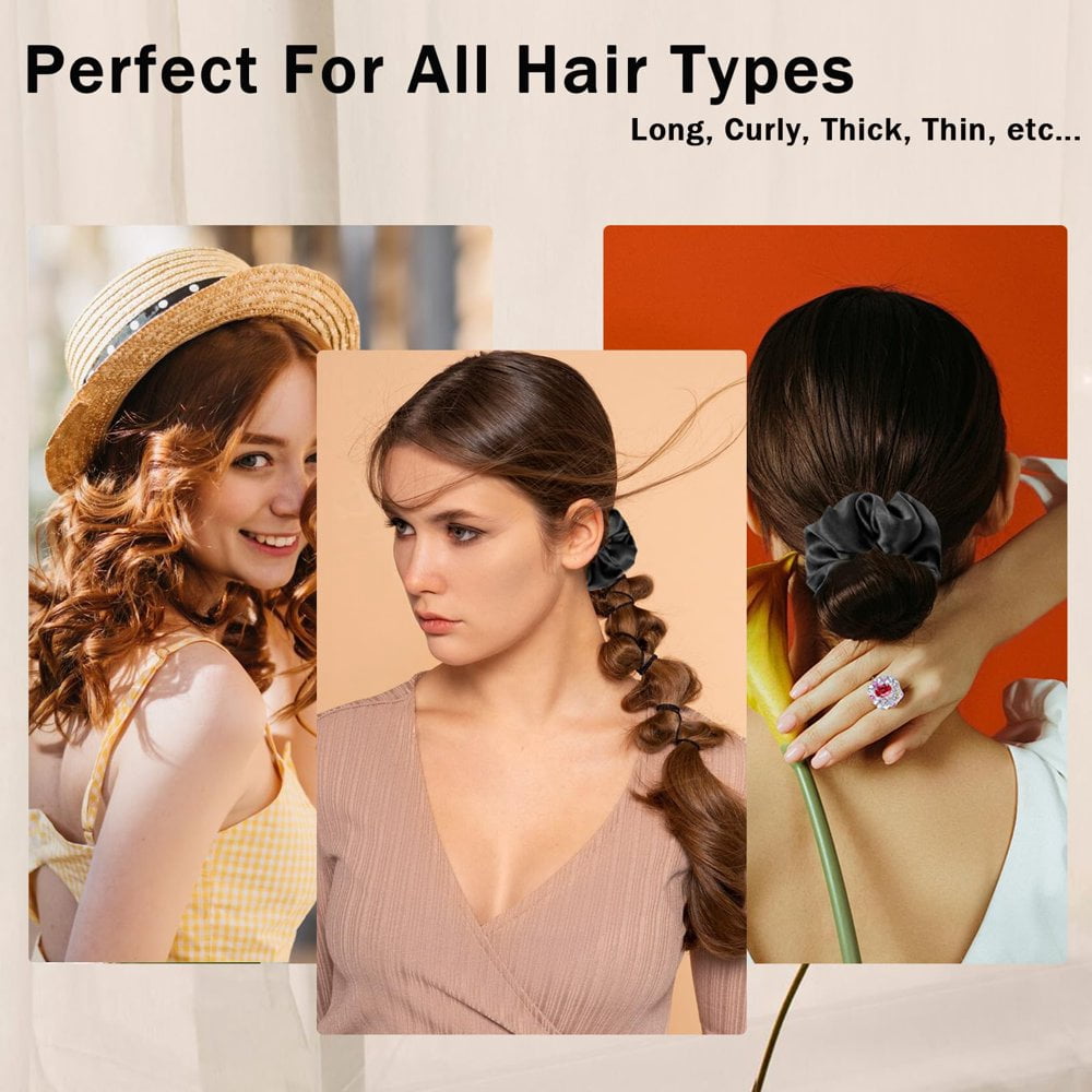 EIMELI 5 Pcs Satin Hair Scrunchies for Women  Softer Than Silk Scrunchies for Hair No Damage Scrunchy Ponytail Holder Silk Hair Ties Gifts