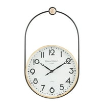 DecMode 17" Brown Wooden Suspended Hanging Wall Clock with Brown Wood Accents