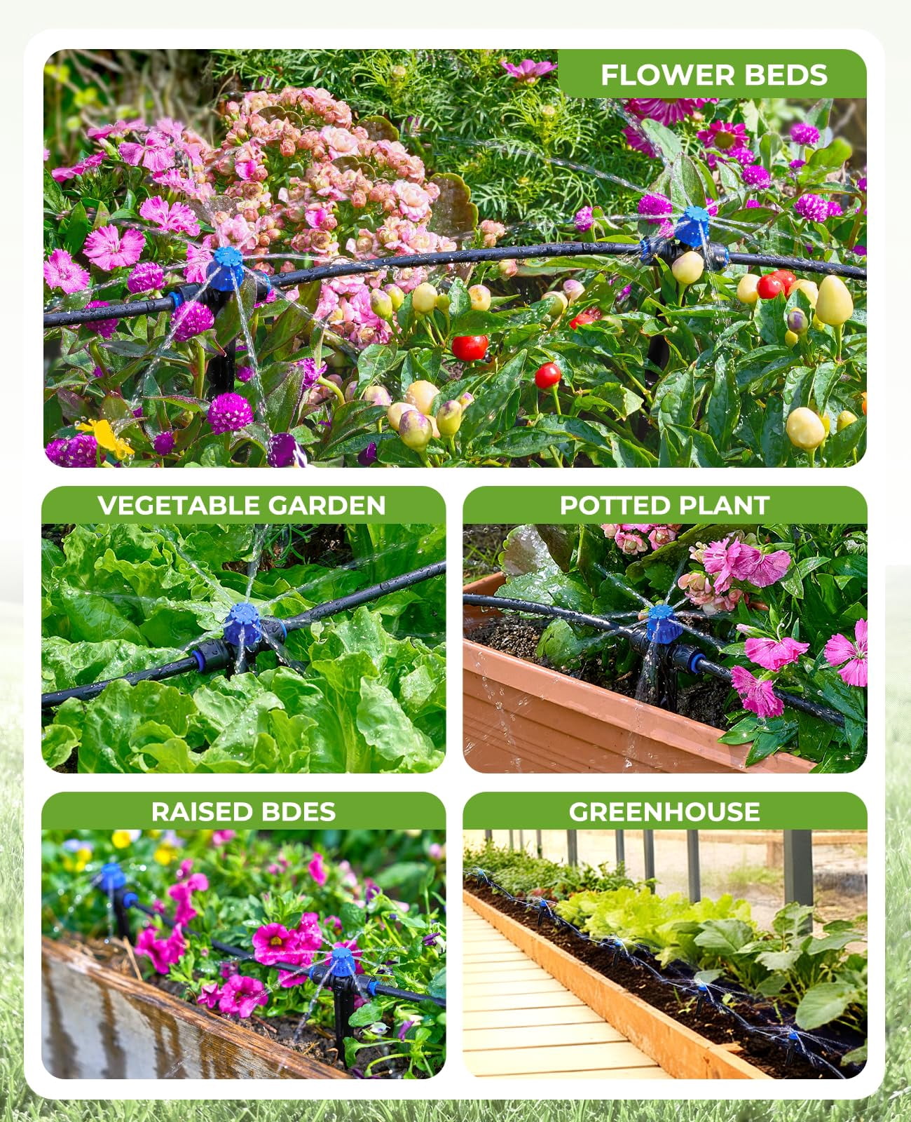 50/220FT Garden Watering System Drip Irrigation Kit for Plant Saving Water Automatic Irrigation Equipment for Patio Lawn