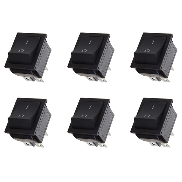 6X Interruptor Basculante CA 250V 16A 4 Pin ON/OFF I/O 2 Posicion DPST 28x21mm