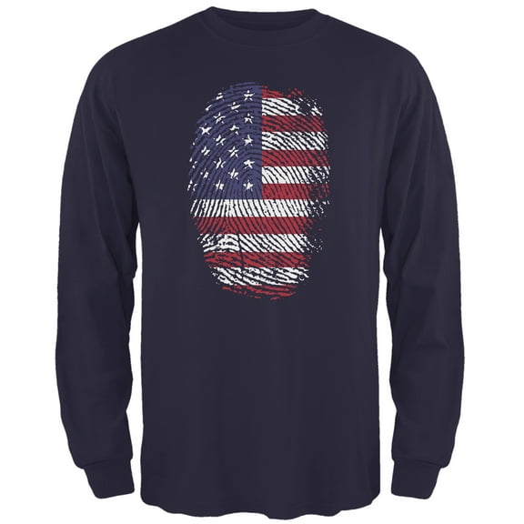 Old Glory Mens 4th of July American Flag Pride Thumbprint Long Sleeve Graphic T Shirt