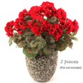 Silk Geranium Bushes 2 Pieces RED Artificial House Plant 24 Inch Red