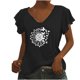 thumbnail image 1 of Camiseta informal para mujer, blusa estampada con volantes, manga corta, cuello en V, Tops Fridja  ghk6774, 1 of 5