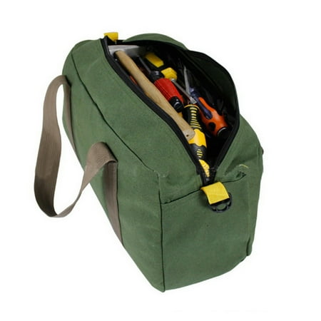 

Wide Mouth Canvas Tool Bag Heavy Duty High Capacity Handbag Portable Multi-function Tool Bag for Storage Wrench Screwdrivers Plier Nails