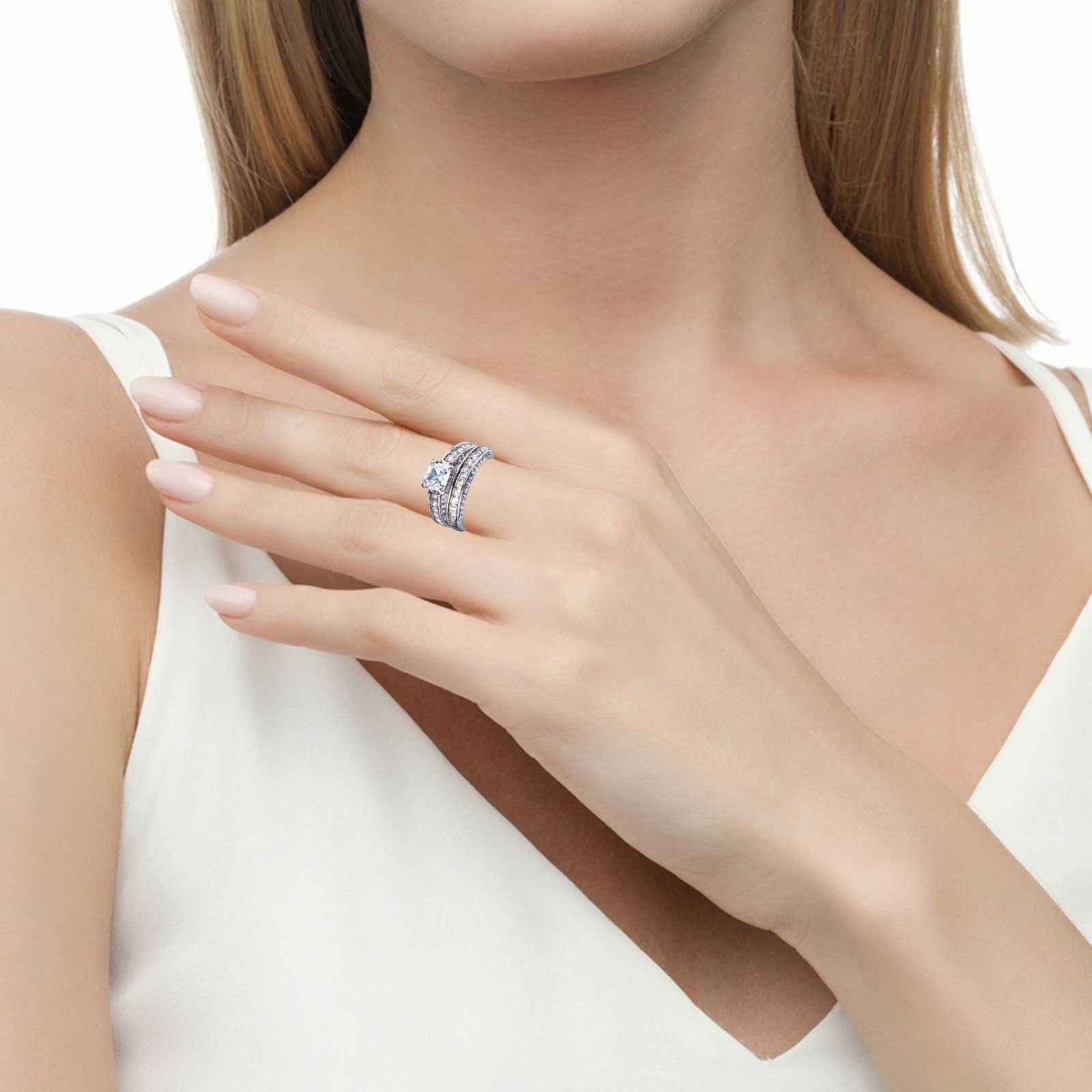 NIUREDLTD 2023 New Rings Inlaid Zircon Whites Diamond Rings Couple