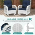 thumbnail image 7 of MEETWARM Patio Wicker Rocking Glider Set, All-Weather Outdoor Rattan Patio Rocking Chairs of 2, Patio Conversation Set with Thickened Cushions for Porch Garden & Backyard, White Wicker/Navy, 7 of 7