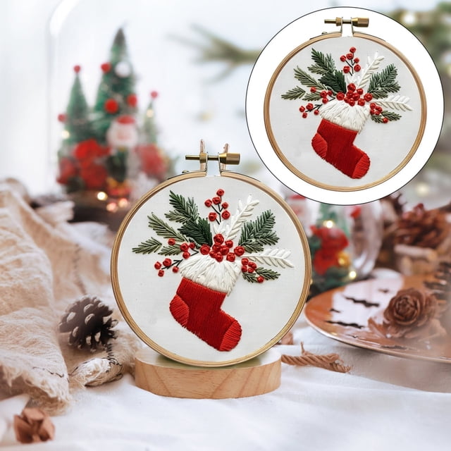 AKEGAMN Clearance! Christmas Embroidery Kit For Adults Beginners Christmas Embroidery Kit For Adults Beginners, Diy Handmade Candy Cane Pattern For Kids, Stamping Embroidery Patterns For Home, Chris