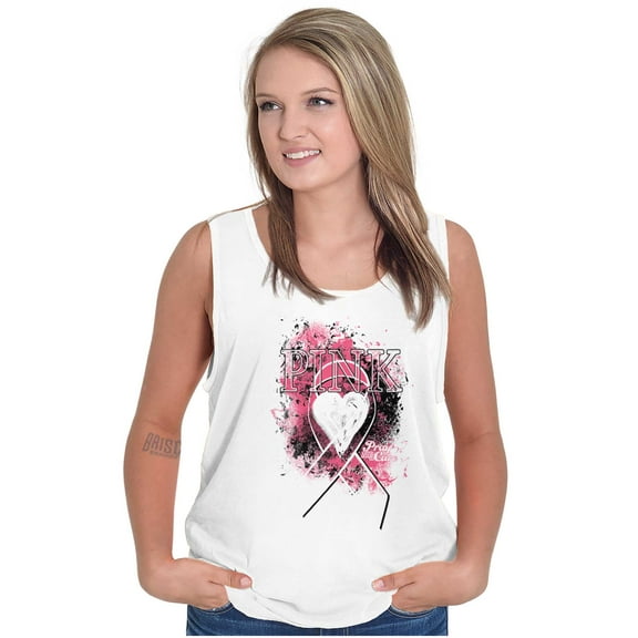 Paint Pink Ribbon Breast Cancer Aware Womens Plus Size Graphic Tank Top Brisco Brands 3X