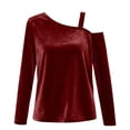 thumbnail image 6 of Velvet Tops for Womens Trendy Elegant Long Sleeve Off Shoulder Shirts 2026 New Years Holiday Party Wedding Outfits, 6 of 8