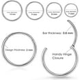 thumbnail image 4 of 2Pcs Titanium Nose Rings 20G 18G 16G Nose Rings Hoops Septum Clicker Hinged Segment Ring Cartilage Helix Tragus Conch Daith Rook Nostril Hoop Piercing Earring, Diameter 5mm to 12mm, 4 of 6