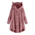 thumbnail image 1 of Lady Coat And Velvet Coat Cat Ear Hooded Soild Patchwork Button Autumn Winter Plush, 1 of 4