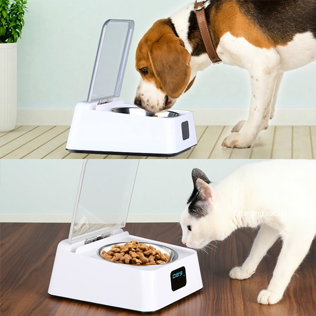 Automatic Pet Feeder Cat Bowl Anti Mouse Dog Cat Drinking Auto Cover Waterer Sensor Splash proof Intelligent Moisture Proof Dispenser with Lid Use Walmart