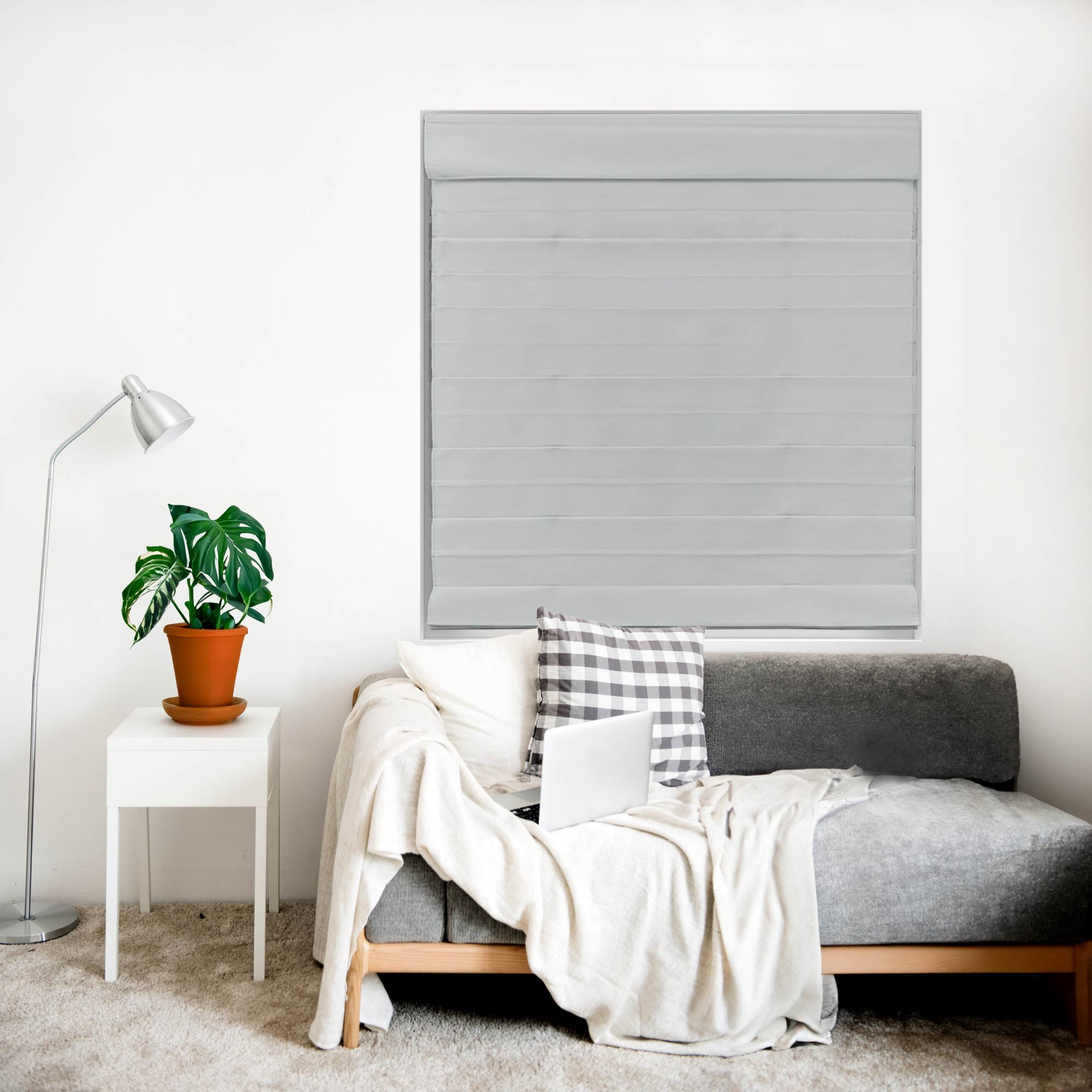 Regal Living Classic Cordless Room Darkening Roman Shade, Light Gray, 32W x 64L