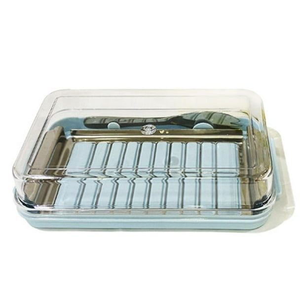 Shiyao Butter Dish Covered Butter Dish With Lid Plastic Butter Keeper With Cutter Small Butter Container Blue Walmart Com Walmart Com