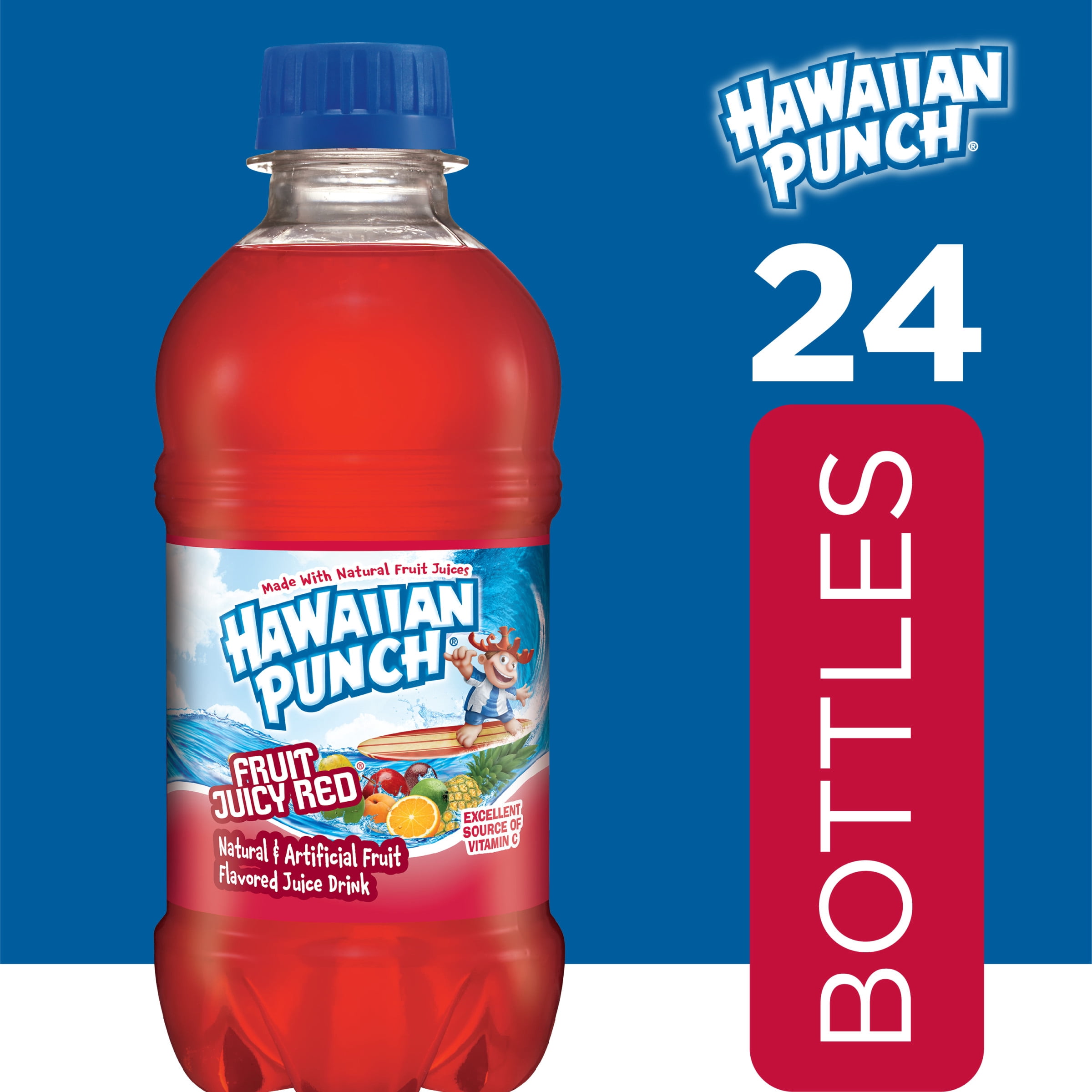 (24 Bottles) Hawaiian Punch Fruit Juicy Red, 10 fl oz