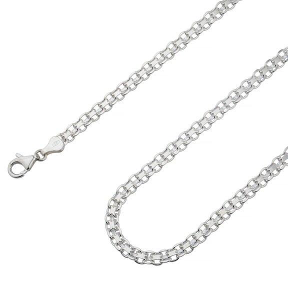 925 Sterling Silver, Flat Bismark Chain 5mm Necklace - Hypoallergenic and Tarnish Resistant - By Oliver & Navy