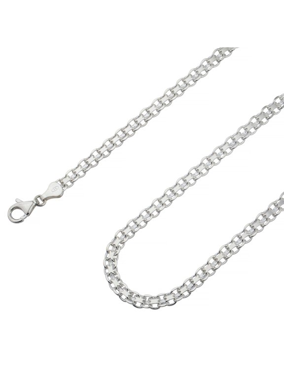 925 Sterling Silver, Flat Bismark Chain 5mm Necklace - Hypoallergenic and Tarnish Resistant - By Oliver & Navy