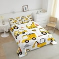 thumbnail image 3 of Cartoon Car Comforter Set Construction Comforter Equipment Trucks Bedding Set Breathable Cartoon Yellow Car Excavator Tractor Duvet Set Room Decor Quilt Set Twin Size, 3 of 6