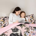 thumbnail image 5 of jejeloiu Floral Cat Pattern Full Size Comforter Sets Kids,Colorful Rustic Flowers Bedding Sets,Reversible,3pcs, 5 of 8