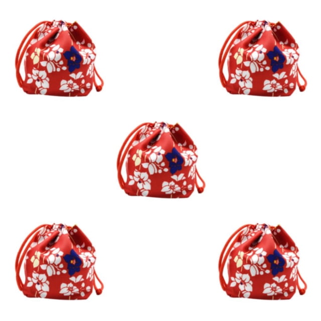 kurtrusly Sac à Cordon Japonais Pièce Alimentaire Rouge 14x12x16cm 5ensemble