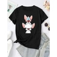 thumbnail image 2 of Women Crewneck Print Short Sleeve T-Shirts Summer Tees Loose Fit Graphic Tops[Creative Mouse Graphic Tee] Creative Mouse Graphic Casual Sports T-Shirt - Round Neck, Stretch Knitted, Printed, All Se, 2 of 5
